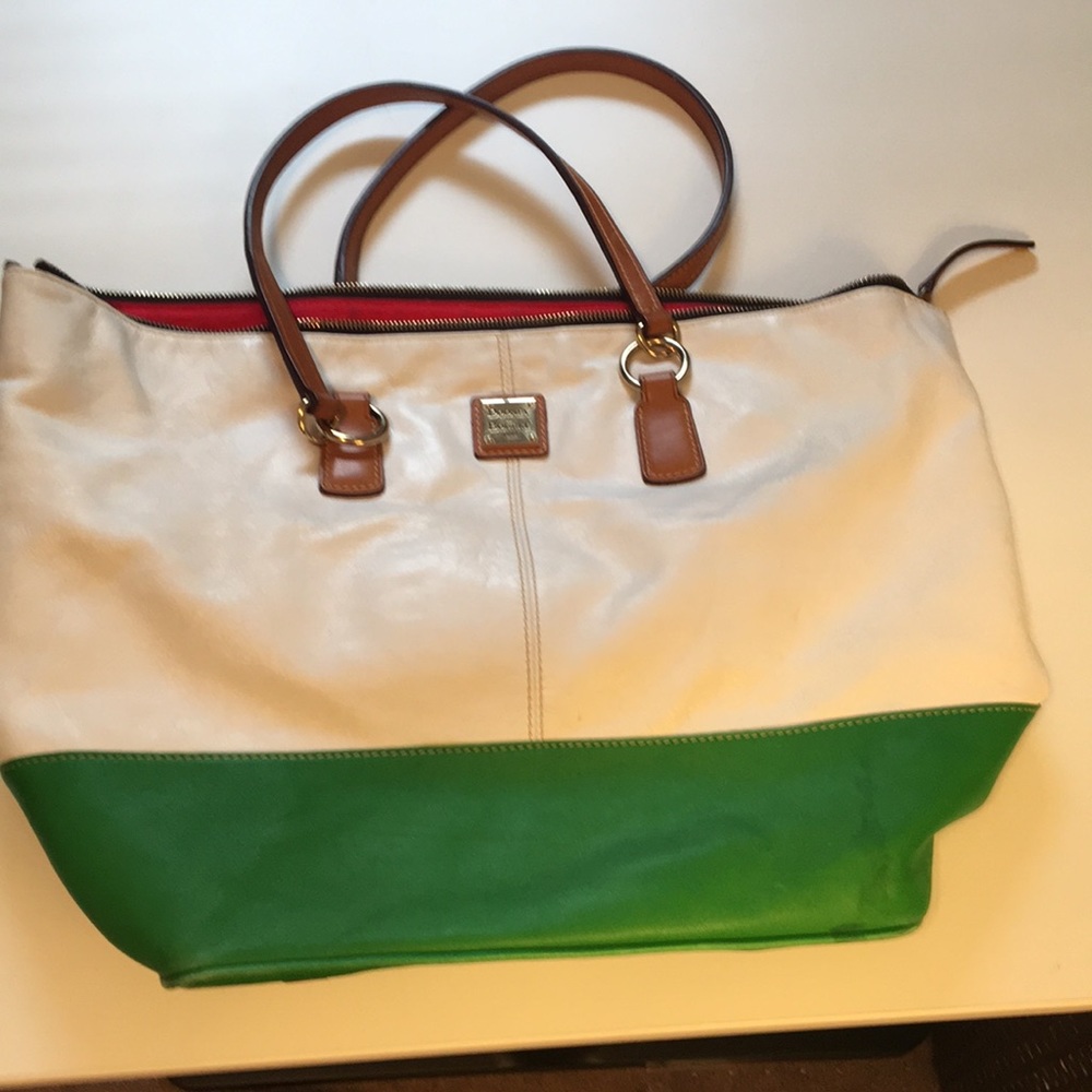 Dooney & Bourke Bag green white gold accents